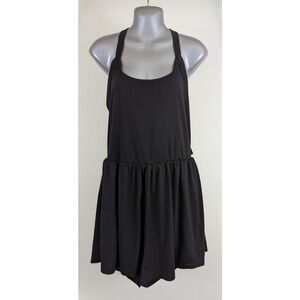 HALARA Black Backless Halter Skater Dress
